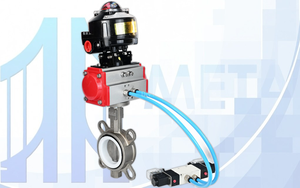 Дисковый поворотный затвор DN250 PN16 с п/п PA-DA-140 2-го действия, с пневмораспр. 4V320-08 220В, с БКВ APL-510N EX вес-33,3