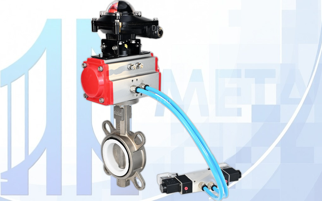 Дисковый поворотный затвор DN250 PN16 с п/п PA-DA-140 2-го действия, с пневмораспр. 4V320-08 220В, с БКВ APL-210N вес-31,72