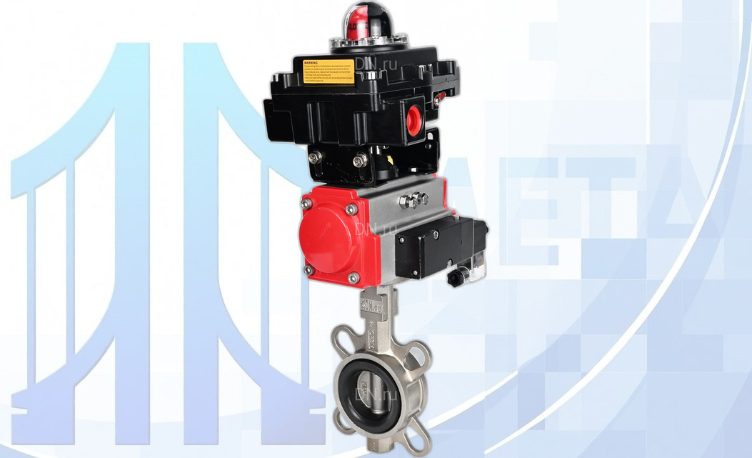 Дисковый поворотный затвор DN250 PN16 с п/п PA-SA-210, пневмораспр. 4М310-08 220В NAMUR, БКВ APL-410N EX вес-73,62