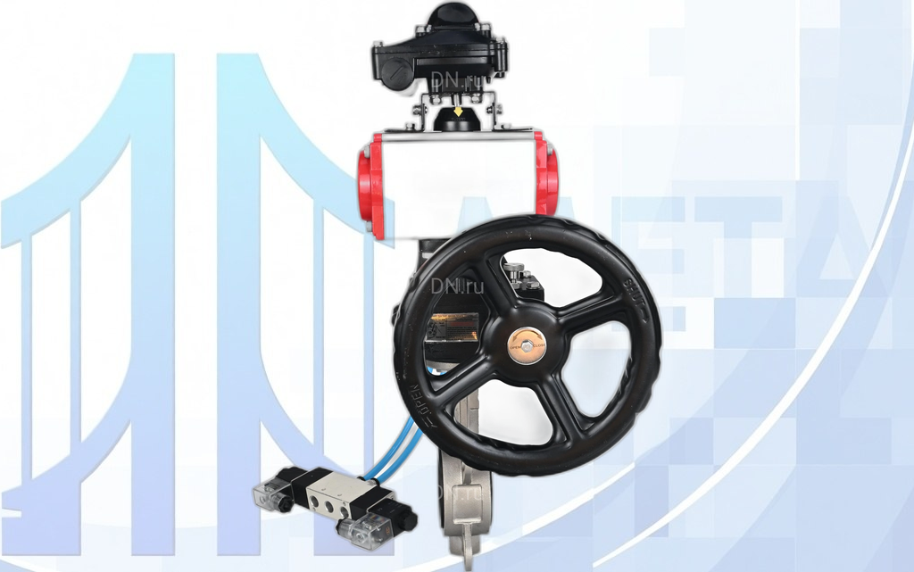316l-viton-da-4v320-08-220v-hdm-apl-210n-004 Дисковый поворотный затвор Ду300 Ру16 с пн.прив PA-DA-140, пн.расп 4V320-08 220В, БКВ APL-210N и руч. дублером MON4-1200-T54-ISO вес-55,92
