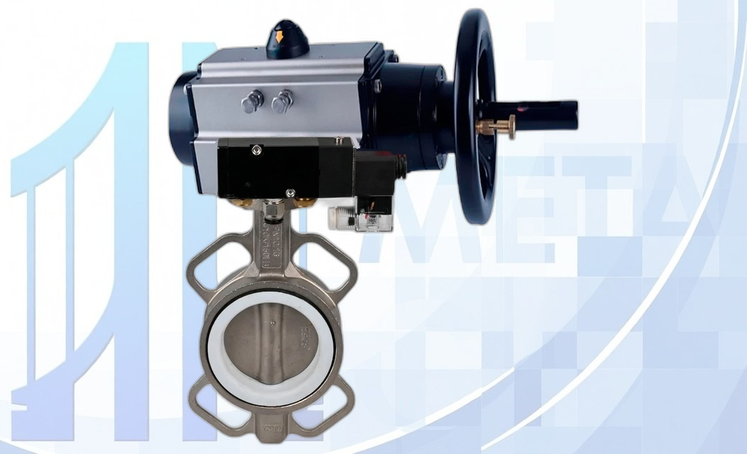 Дисковый поворотный затвор DN150 PN16 с пн/пр PA-DA-105-1 2-го действия, с пн/распр. 4V320-08 220В вес товара-16,8