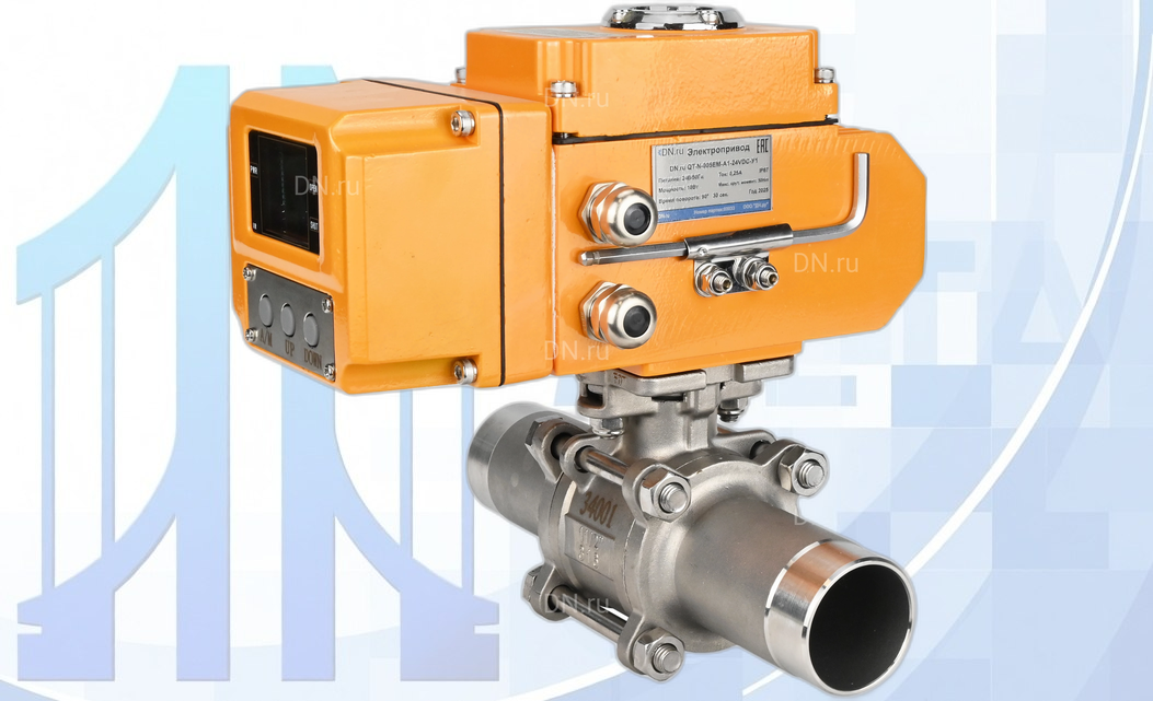 Кран шаровой BV3131P(3pc)-FP-W-ISO-H LONG Ду15 Ру63, полнопроходной, трехсоставной, с электроприводом четвертьоборотным QT-N-005EM-A1-24VDC-У1 HARK