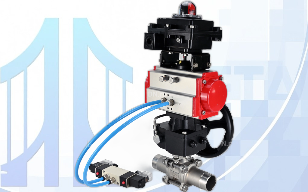 Кран шаровой BV3131P(3pc)-FP-W-ISO-H LONG Ду100 Ру16 полнопроход., PA-DA-105, пн.распределителем 4V320-08 220В, редуктором MON3-700-T38-ISO и БКВ APL-410N EX
