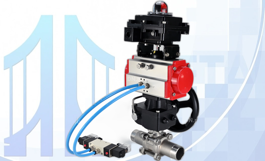 Кран шаровой BV3131P(3pc)-FP-W-ISO-H LONG Ду100 Ру16 полнопроход., PA-DA-105, пн.распределителем 4V320-08 220В, редуктором MON3-700-T38-ISO и БКВ APL-410N EX