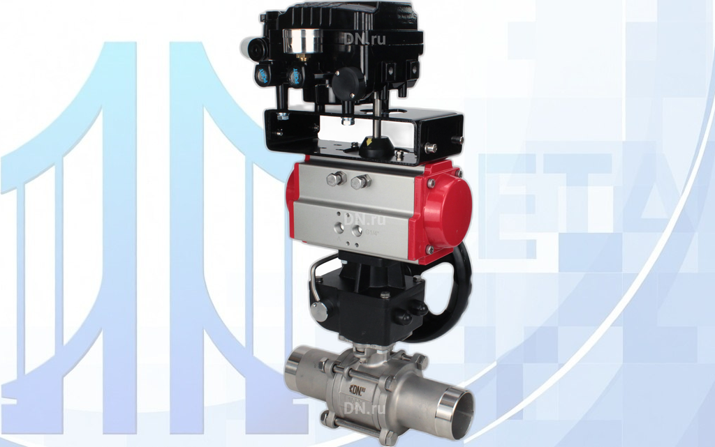 Кран шаровой BV3131P(3pc)-FP-W-ISO-H LONG Ду100 Ру16 полнопроход., с PA-DA-105, редуктором MON3-700-T38-ISO и пневмопозиционером YT-1000RSN