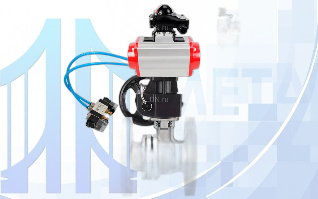 Кран шаровой BV3232P(2pc)-FP-F-ISO-H WDVF Ду100 Ру16, с пневмоприводом PA-DA-105, 4V320-08 220В, БКВ APL-210N, БПВ AFC2000, MON3-700-T38-ISO