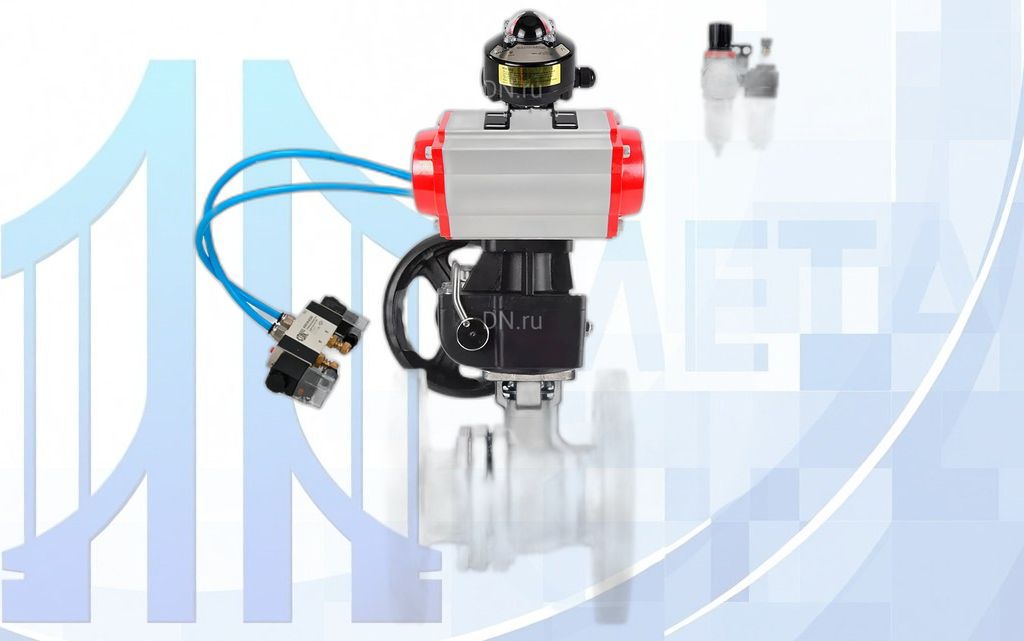 Кран шаровой BV3232P(2pc)-FP-F-ISO-H WDVF Ду100 Ру16, с пневмоприводом PA-DA-105, 4V320-08 220В, БКВ APL-510N EX, БПВ AFC2000, MON3-700-T38-ISO