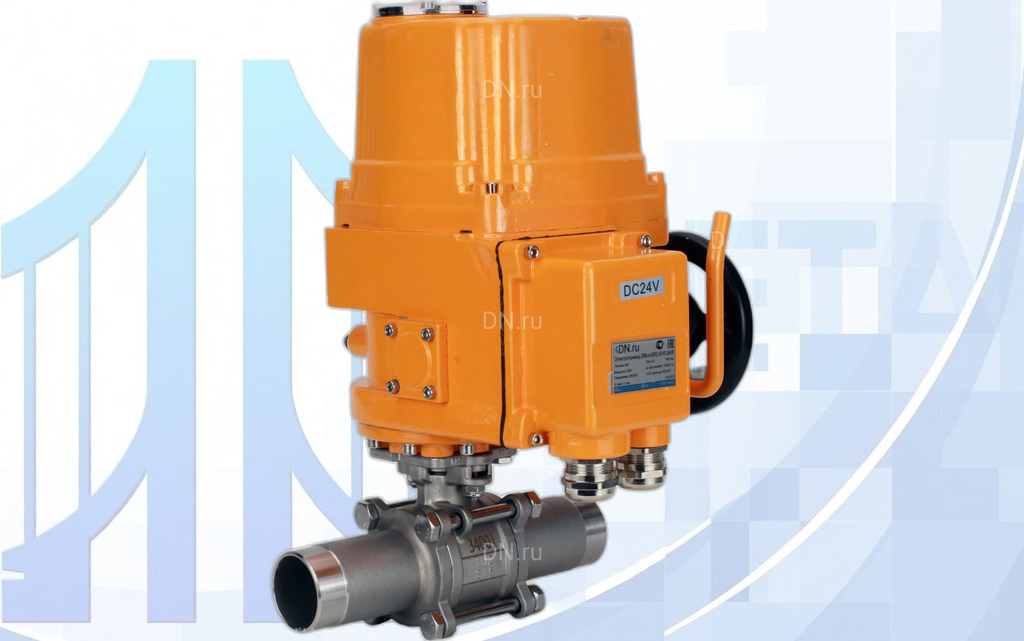 Кран шаровой BV3131P(3pc)-FP-W-ISO-H LONG Ду25 Ру63 полнопроходной, с 1/4-оборотным электроприводом взрывозащищенным QT-EX-010EM-O2-220VAC-У1 220В