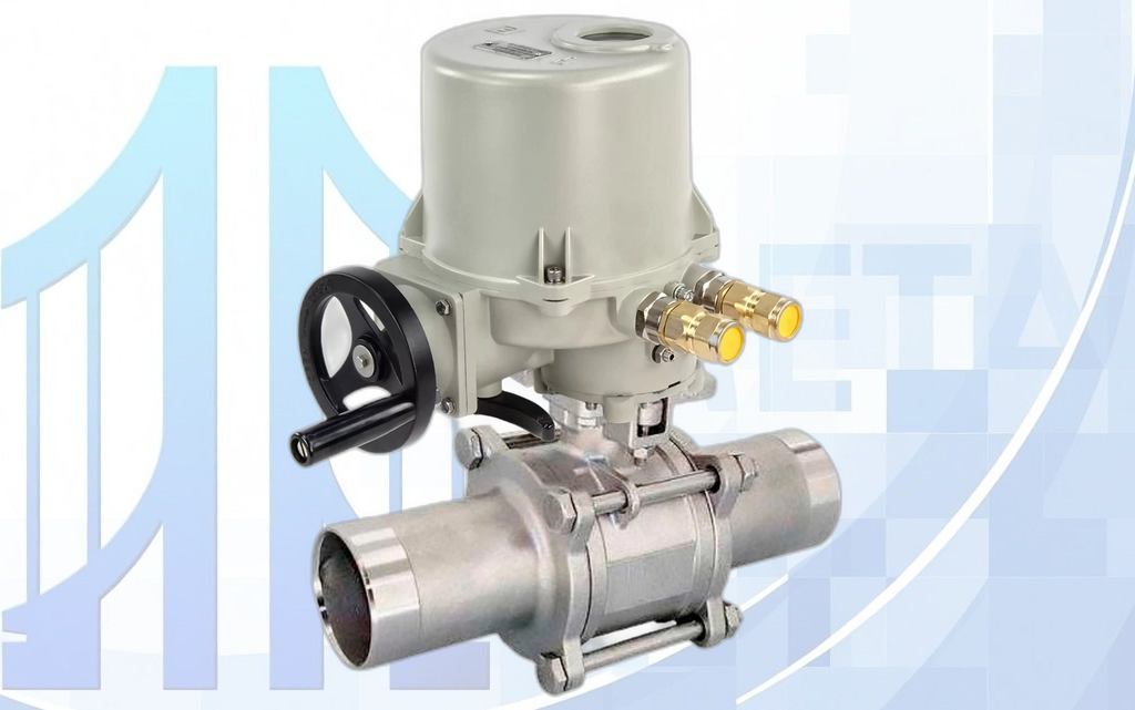 Кран шаровой BV3131P(3pc)-FP-W-ISO-H LONG Ду100 Ру16 полнопроходной, PTFE, под приварку, с 1/4-оборотным электроприводом ГЗ-ОФВ-200/14М 220В