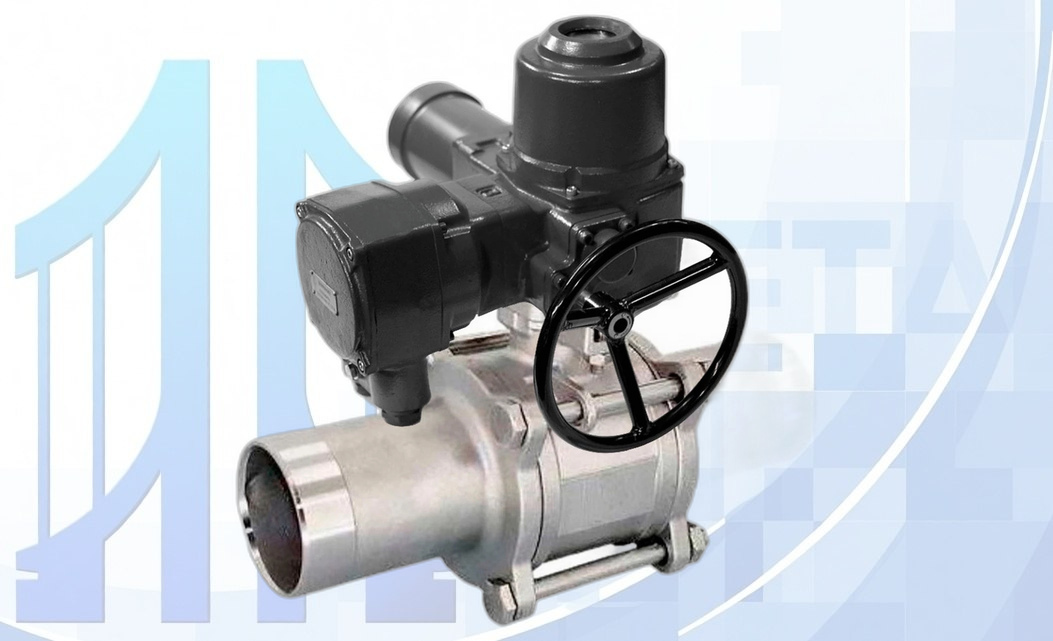 Кран шаровой BV3131P(3pc)-FP-W-ISO-H LONG Ду100 Ру16 полнопроходной, PTFE, под приварку, с 1-оборотным электроприводом взрывозащищенным ГЗ-ОФВ-200/15 380В
