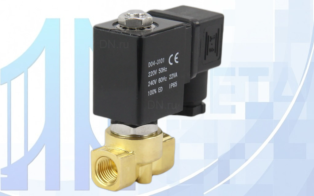 elektrom-klapan-dn-ru-dhf21-latun-ptfe-g-ys-018-24v-2 Клапан электромагнитный VS700-PT-NC-24VDC 1 1/2 Ду40 Ру5 соленоидный двухходовой, прямого действия, с нулевым перепадом давления, катушка - 24В