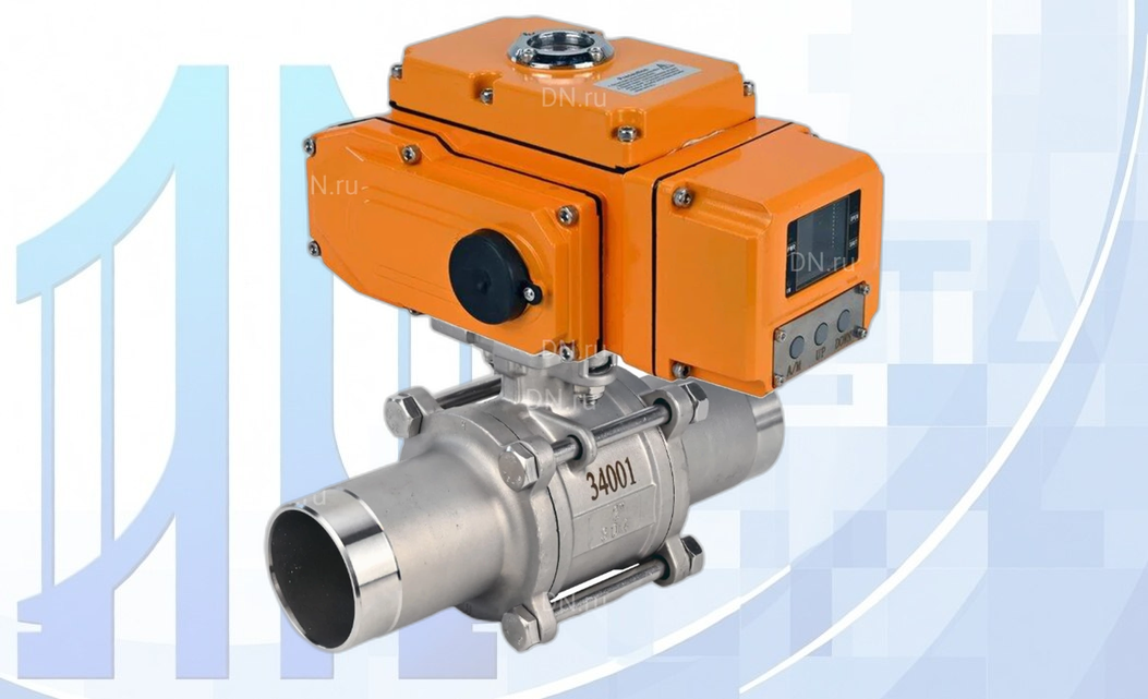 Кран шаровой BV3131P(3pc)-FP-W-ISO-H LONG Ду15 Ру63, полнопроходной, трехсоставной, с электроприводом четвертьоборотным QT-N-005EM-A1-220VAC-У1 HARK