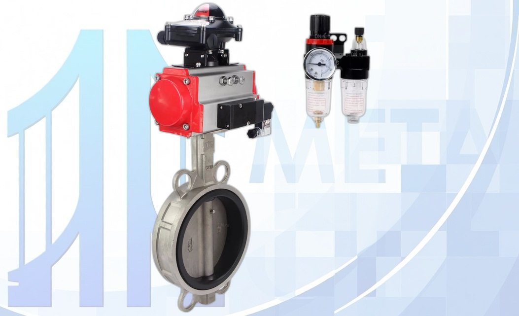 Дисковый поворотный затвор DN100 Ру16 с пневмопр. PA-DA-105, пневмораспр. 4V320-08 220В, БКВ APL-410N EX и БПВ AFC2000 вес-13,595