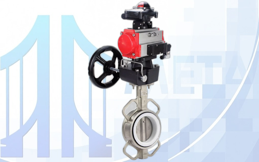 Дисковый поворотный затвор DN250 PN16 с п/п PA-DA-140, с пневмораспр. 4V320-10 220В, БКВ APL-410N EX, ручн. дубл. MON4-1200-T54-ISO вес-46,3