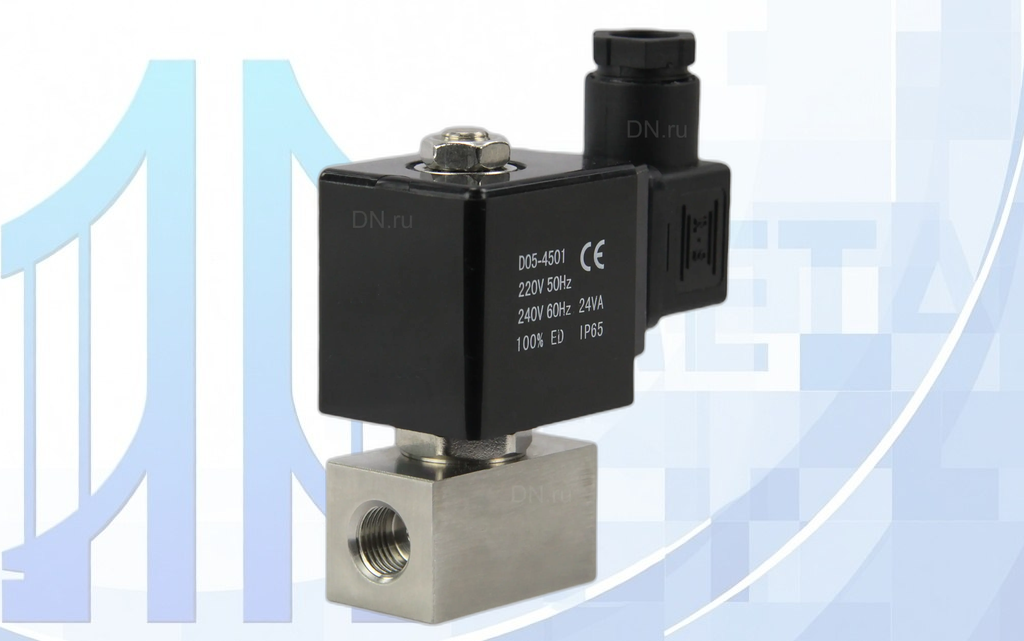 klapan_elektromagnitnyj_solenoidnyj_dn_ru_dhse-4 Клапан электромагнитный соленоидный двухходовой нержавеющий-DHSE на высокое давление Ду10-10 (3/8 дюйм), Ру120 уплотнение - PTFE, резьба G, с катушкой 24В