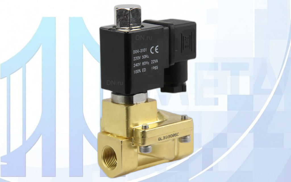 klapan_elektromagnitnyj_solenoidnyj_pilotnogo_dejstviya_dn_ru_dhd31-2 Клапан электромагнитный соленоидный двухходовой-DHD31-NO пилотного действия Ду10-13 (3/8 дюйм), Ру13 резьба G, уплотнение - NBR, с катушкой 0545A 220В