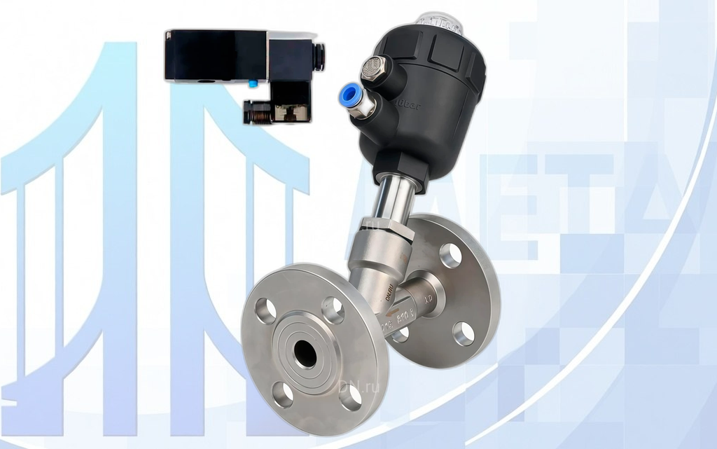 vsp3241p-f-1pnc-3v210-x-nc-big Клапан отсечной пневматический Ду100 Ру25, корпус привода-пластик, с пневмораспределителем 3V210-08-NC AC220V