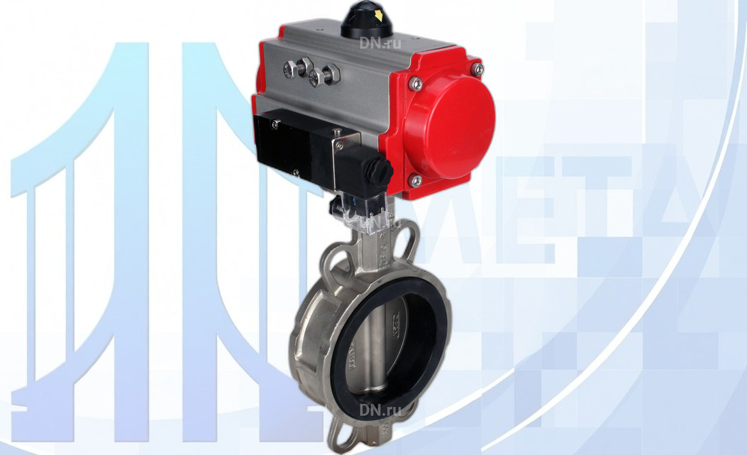 Дисковый поворотный затвор Ду100 PN16 с п/п PA-SA-130 и пневмораспр. 4М310-08 220В NAMUR вес-15,42