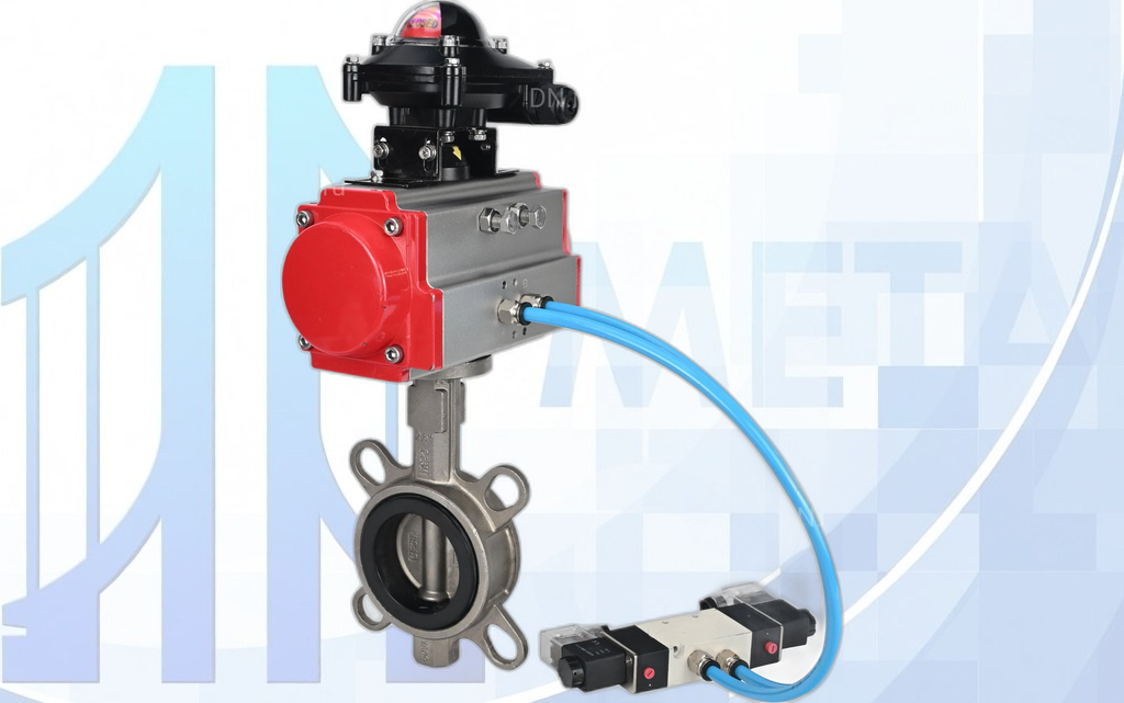 Дисковый поворотный затвор Ду100 PN16 с п/п PA-DA-083, пневмораспр. 4V320-08 220В и БКВ APL-210N вес-8,92