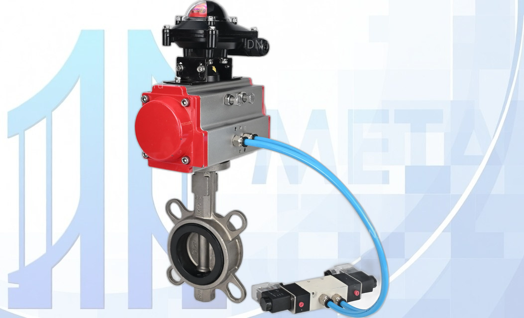 Дисковый поворотный затвор Ду100 PN16 с п/п PA-SA-130, пневмораспр. 4V320-10 220В и БКВ APL-210N вес-16,62