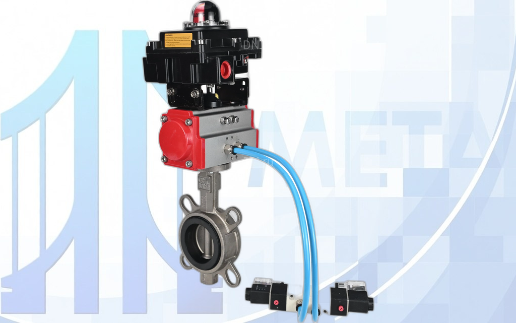 Дисковый поворотный затвор Ду100 PN16 с п/п PA-DA-083, пневмораспр. 4V320-08 220В и БКВ APL-410N EX вес-9,8