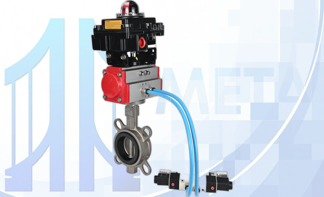 Дисковый поворотный затвор Ду100 PN16 с п/п PA-SA-130, пневмораспр. 4V320-10 220В и БКВ APL-410N EX вес-17,5