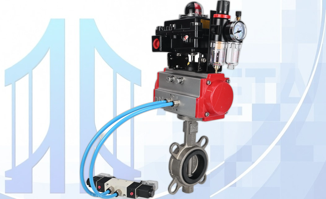 Дисковый поворотный затвор Ду100 PN16 с п/п PA-SA-130, пневмораспр. 4V320-08 220В, БКВ APL-410N EX и БПВ AFC2000 вес-17,895
