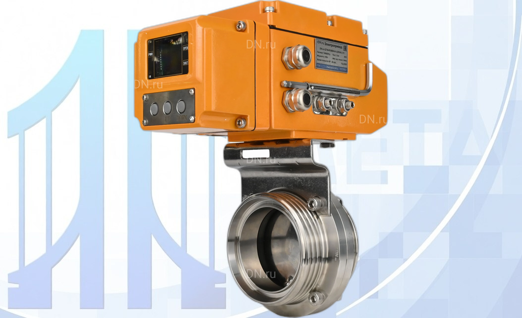 Дисковый поворотный затвор Ду100 Ру10 с электропр. QT-N-005EM-A1-220VAC-У1 c датчиком обратной связи и входным управляющим сигналом 4-20мА HARK вес-7,18