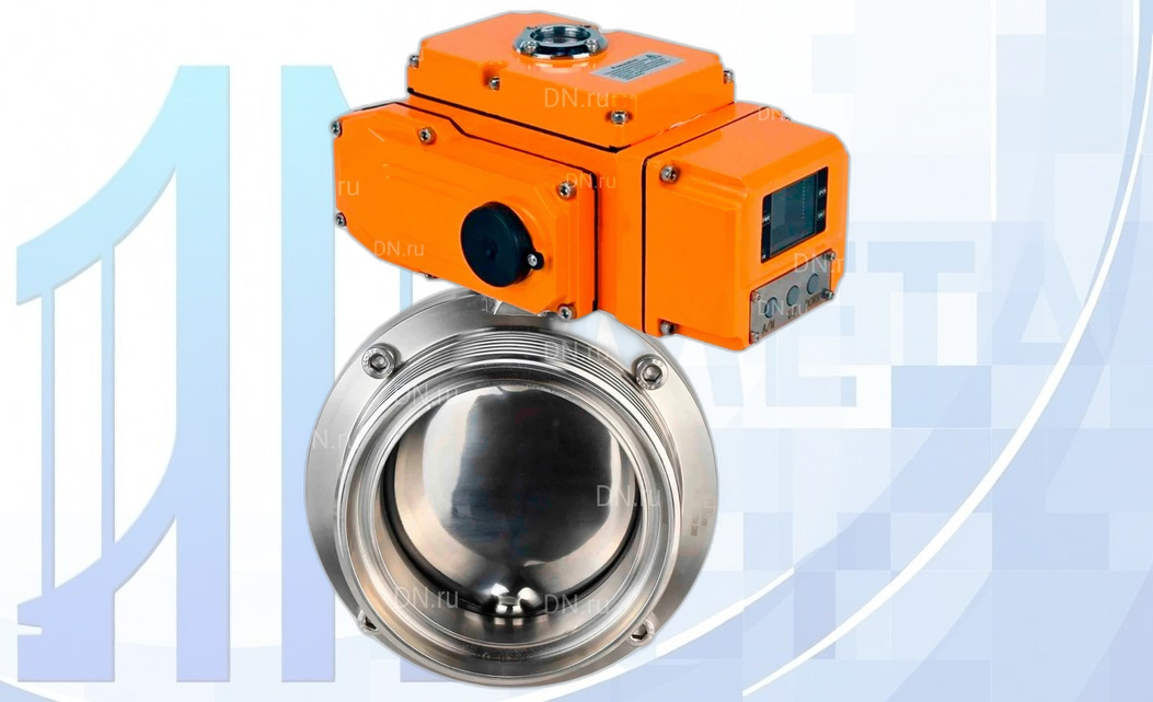 Дисковый поворотный затвор Ду100 PN10 с электропр. QT-N-005EM-B1-220VAC-У1 c датчиком обратной связи и входным управляющим сигналом 0-10В HARK вес-7,18