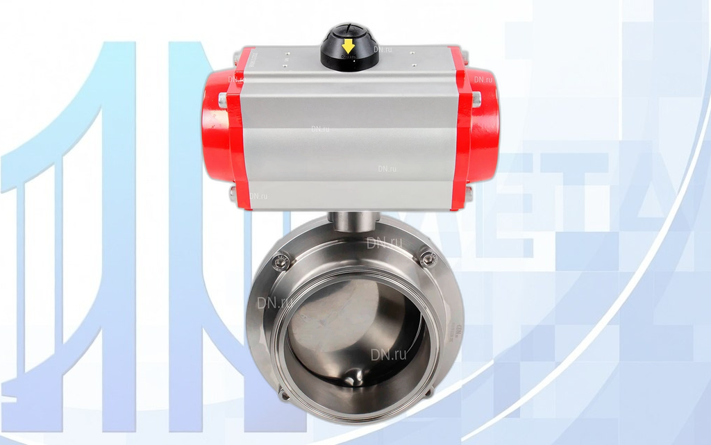 wbv3131x-2w-c-h-pa-da-big Дисковый поворотный затвор кламповый Ду100 Ру10 с пневмопр. PA-DA-065 2-го действия вес-5,58