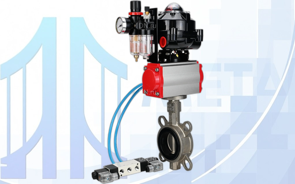 wbv3232e-2w-fb-da-4v320-1-4-afc2000-apl-510n-ex-dn-1 Дисковый поворотный затвор Ду100 Ру16 с пневмопр. PA-DA-083 2-го действия, с пневмораспр. 4V320-08 220В, с БКВ APL-510N EX, с БПВ AFC2000 вес-10,595