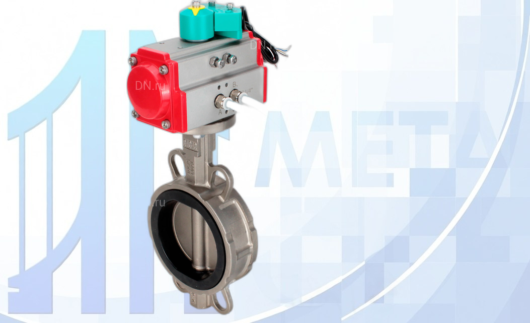 Дисковый поворотный затвор Ду100 Ру16 с пн/пр. PA-DA-105, пн/распр. 4V320-08 220В и магнитным переключателем ALS200D вес-12,24