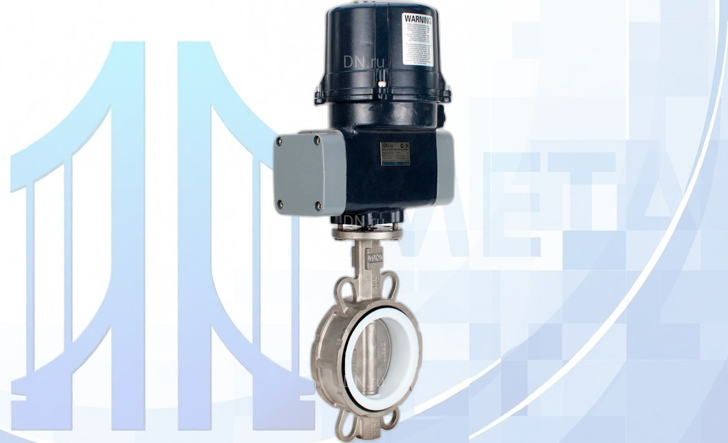 Дисковый поворотный затвор Ду150 PN16 с электропр. QTSA-N-030EM-O0-220VAC с пружинным возвратом вес-49,6
