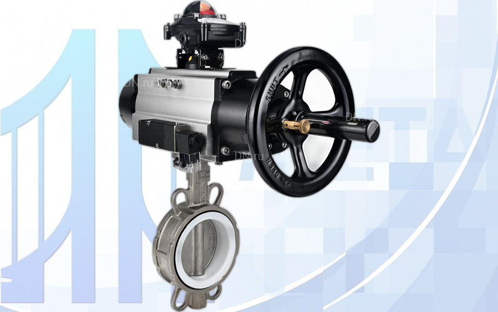 wbv3232p-2w-fb-pa-da-105-1-4m310-08-apl-210n-dn-1 Дисковый поворотный затвор Ду125 Ру16 с пн/пр. PA-DA-105-1 2-го действия, пн/распр. 4М310-08 220В NAMUR, БКВ APL-210N вес-14,64