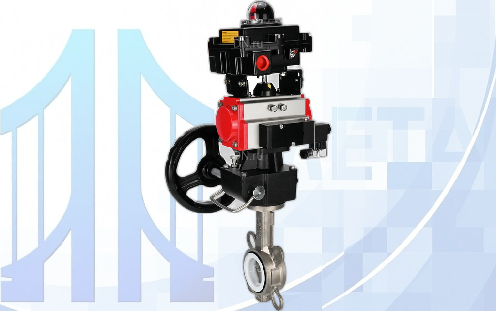 Дисковый поворотный затвор DN250 PN16 с п/п PA-DA-140, пневмораспр. 4М310-08 220В NAMUR, БКВ APL-410N EX, ручн. дубл. MON4-1200-T54-ISO вес-45,32