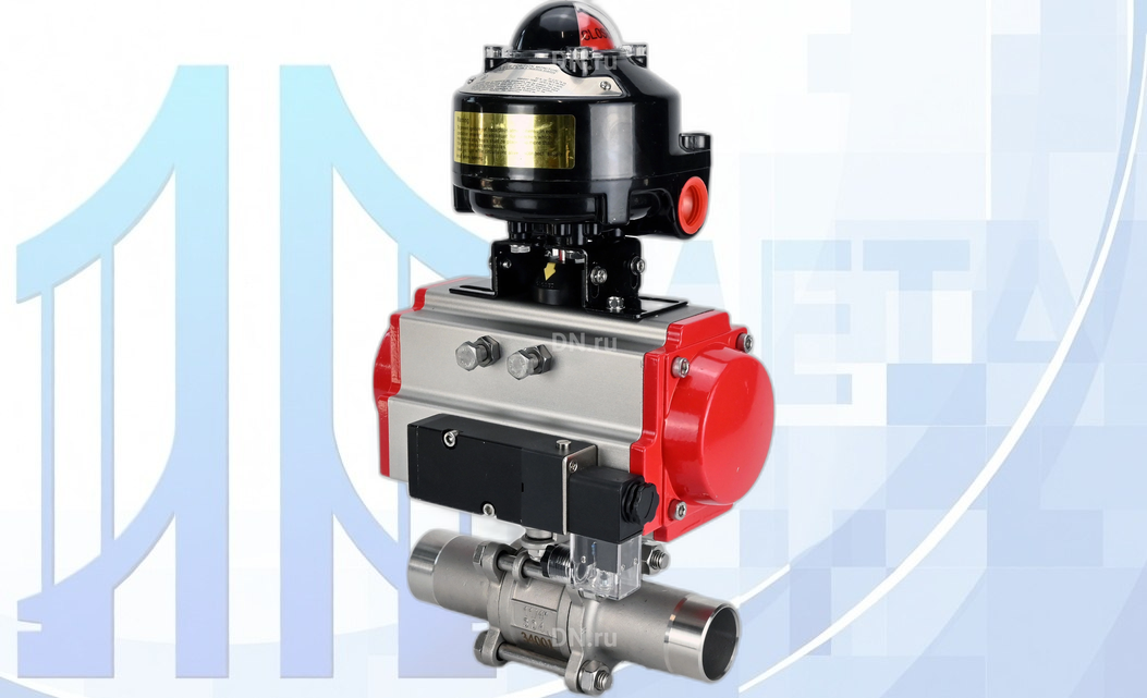 Кран шаровой BV3131P(3pc)-FP-W-ISO-H LONG Ду125 Ру16 полнопроходной, под приварку, с пневмоприводом PA-DA-130, 4М310-08 24В NAMUR и БКВ APL-510N EX