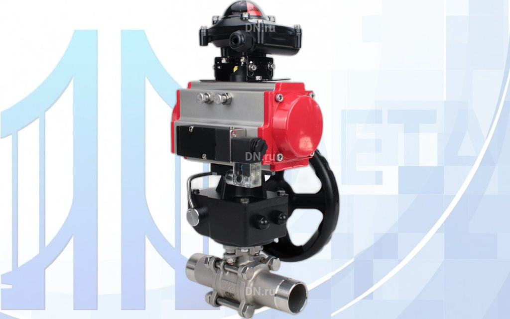 Кран шаровой BV3131P(3pc)-FP-W-ISO-H LONG Ду100 Ру16 полнопроход., под приварку, PA-DA-105, пн.распределителем 4М310-08 24В NAMUR, MON3-700-T38-ISO и БКВ APL-210N