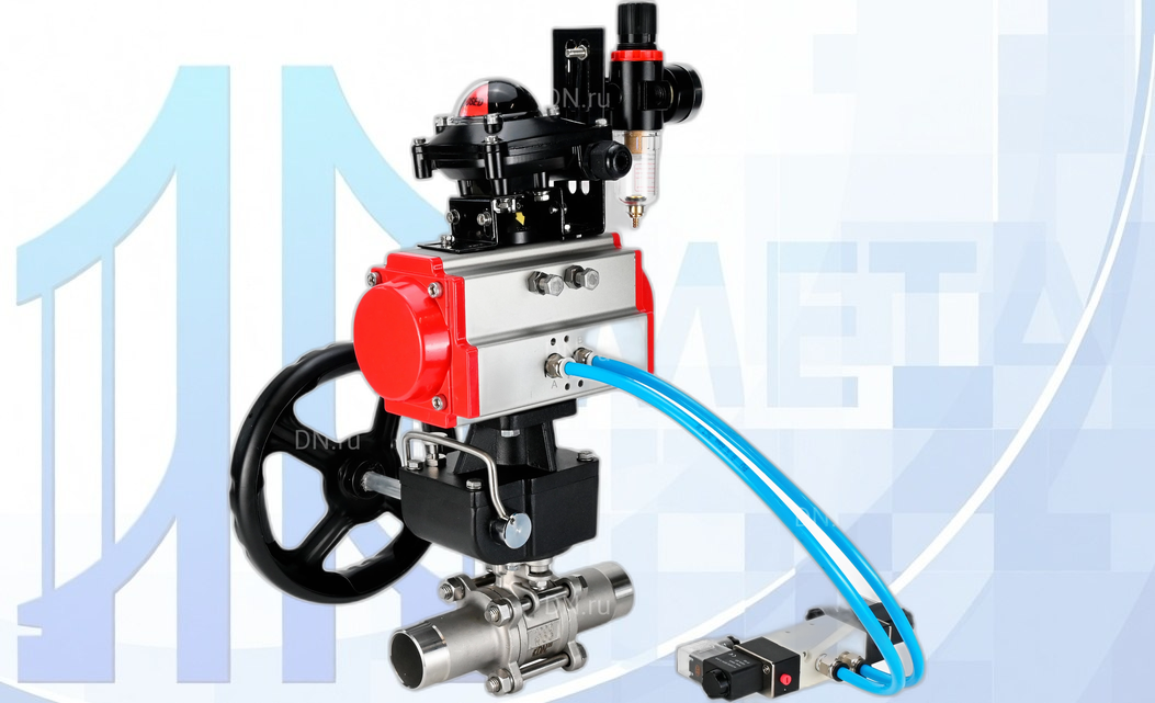 Кран шаровой BV3131P(3pc)-FP-W-ISO-H LONG Ду100 Ру16 полнопроход., с PA-DA-105, 4V320-10 220В, редуктором MON3-700-T38-ISO, БКВ APL-210N и БПВ AFC2000