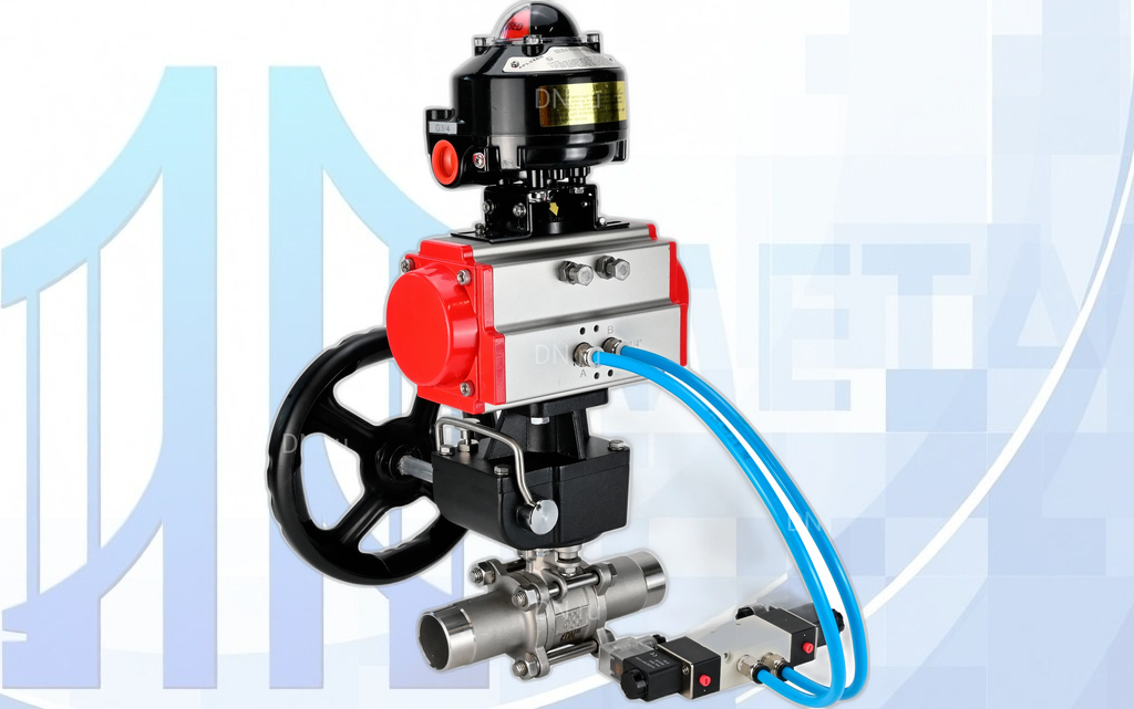 Кран шаровой BV3131P(3pc)-FP-W-ISO-H LONG Ду100 Ру16 полнопроход., PA-DA-105, пн.распределителем 4V320-10 220В, редуктором MON3-700-T38-ISO и БКВ APL-510N EX