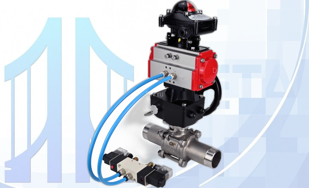 Кран шаровой BV3131P(3pc)-FP-W-ISO-H LONG Ду10 Ру63, трехсоставной, под приварку, PA-DA-052, с 4V320-10 220В, БКВ APL-210N, ручным дублером MON1-250-T26-ISO