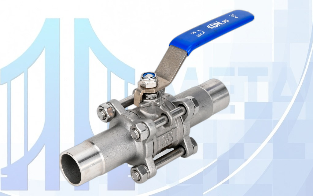 Кран шаровой BV3131P(3pc)-FP-W-H LONG Ду125 Ру16, полнопроходной, трехсоставной, PTFE, под приварку, с рукояткой