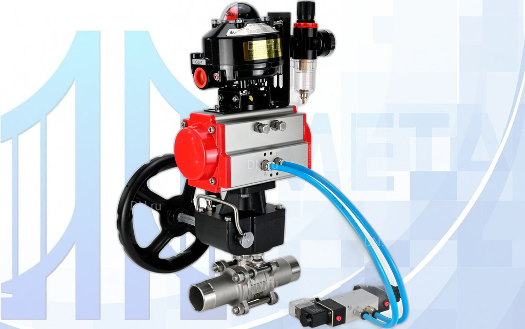 Кран шаровой BV3131P(3pc)-FP-W-ISO-H LONG Ду100 Ру16 полнопроход., с PA-DA-105, 4V320-10 220В, редуктором MON3-700-T38-ISO, БКВ APL-510N EX и БПВ AFC2000