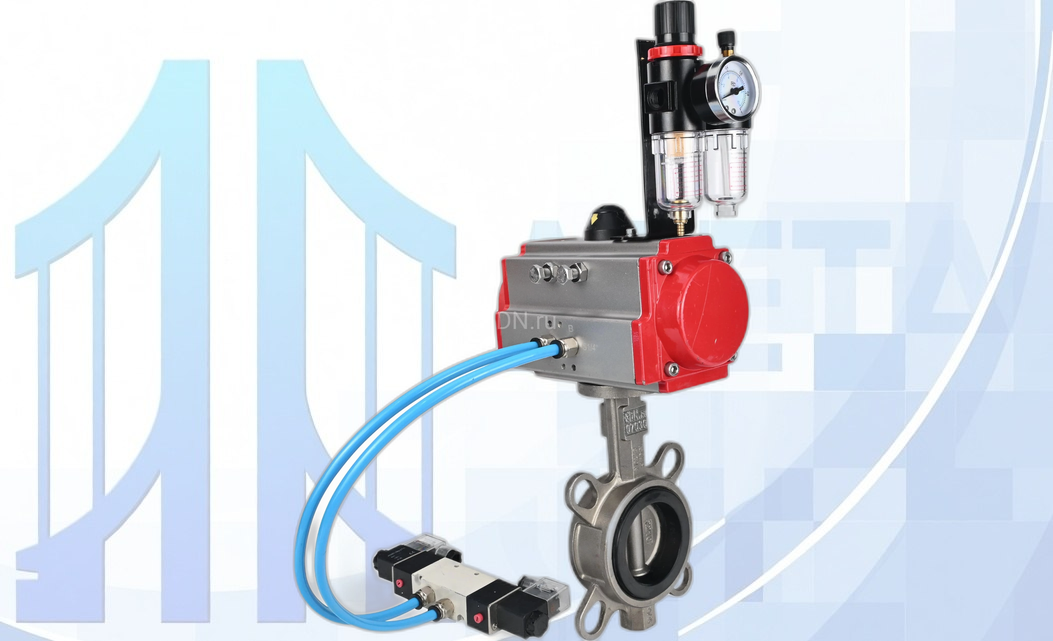 Дисковый поворотный затвор Ду100 PN16 с п/п PA-SA-130, пневмораспр. 4V320-08 220В и БПВ AFC2000 вес-16,795
