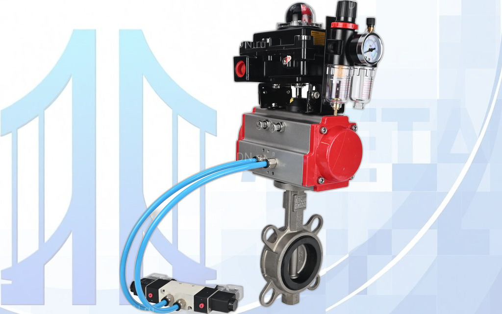 Дисковый поворотный затвор Ду100 PN16 с п/п PA-DA-083, пневмораспр. 4V320-10 220В, БКВ APL-410N EX и БПВ AFC2000 вес-10,195