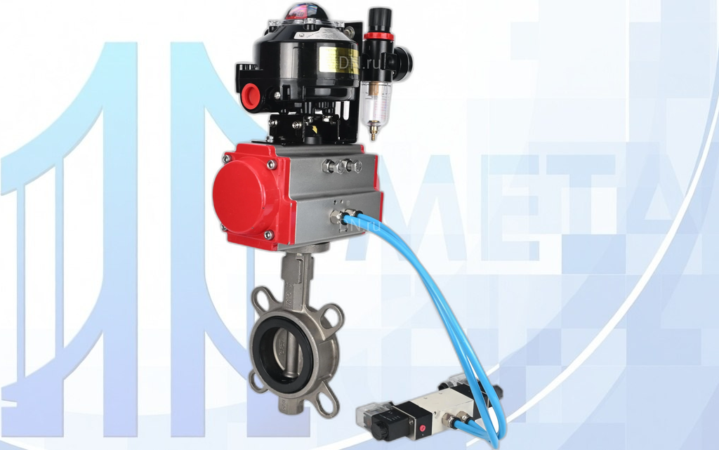 Дисковый поворотный затвор Ду100 PN16 с п/п PA-DA-083, пневмораспр. 4V320-10 220В, БКВ APL-510N EX и БПВ AFC2000 вес-10,895
