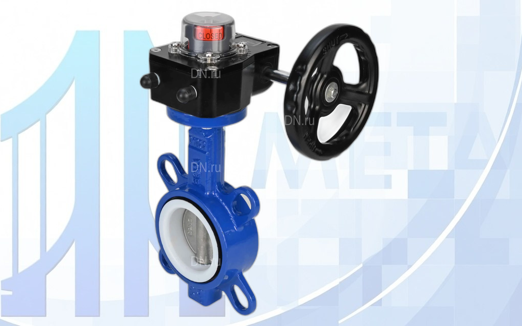 zatvor-ruchnoi-dn-ru-wcb-ptfe-s-hgb-dn65-1 Дисковый поворотный затвор Ду100 Ру16 с редуктором HGB RQN1-180Z с индикатором положения вес-5,4