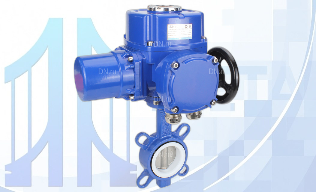 Дисковый поворотный затвор Ду100 PN16 с электропр. QT-N-010M-O2-220VAC-У1 220В вес-11,9