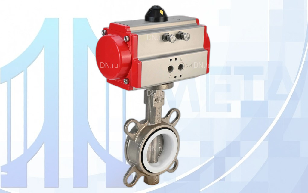 Дисковый поворотный затвор DN80 PN16 с п/п PA-DA-083 2-го действия вес товара-5,7