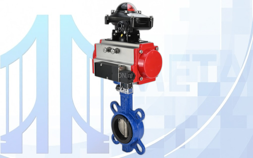 Дисковый поворотный затвор DN250 PN16 с п/п PA-DA-140 2-го действия, пневмораспр. 4М310-08 220В NAMUR, БКВ APL-410N EX вес товара-31,62