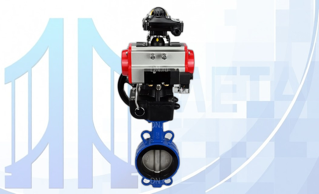 Дисковый поворотный затвор DN200 PN16 с пн/пр PA-DA-130, с пн/распр. 4V320-08 220В, с БКВ APL-410N EX, с ручн. дубл. MON3-700-T38-ISO вес-29,6